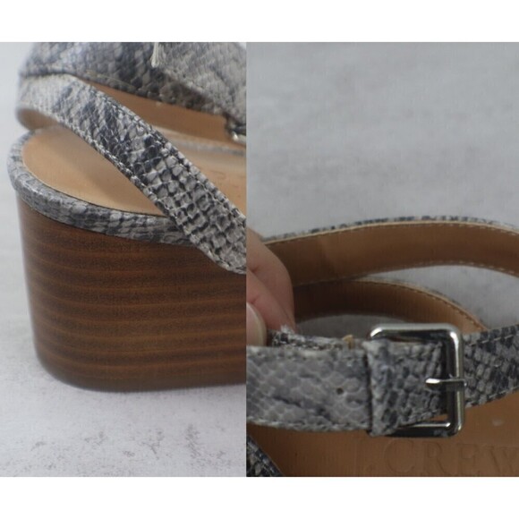 J. Crew Women Size 8 Animal Snakeskin Print Strappy Block Ankle Heel Sandal Shoe - Picture 5 of 10